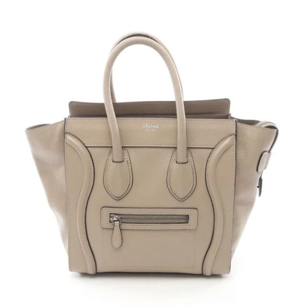 Celine Luggage Tote Shopper Tote Bag Leather Beige Cream